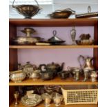 A Large selection of silver plated and E.P Wares to include tea services, swing handle baskets,