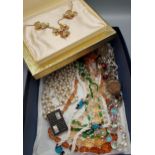 A Collection of vintage bead jewellery necklaces and brooch etc