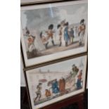 A lot of two 18th century coloured engravings titled 'A Camp Scene' & 'Englishmen at Paris 1767'.