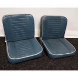 A Pair of vintage 1970's 80's blue folding boat seats. Finished with a white line trim.