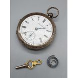 An Antique Swiss silver cased pocket watch produced by A.W.W. Co Waltham Mass. [13506245] Comes with