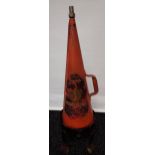 A Vintage Minimax cone shaped fire extinguisher with stand