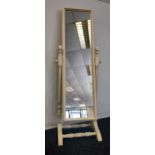 A Contemporary free standing mirror with pine standing frame. [150x50cm]