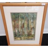 R. G. Rugani original watercolour depicting forest area. dated 97. [64x53cm]