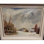 Frank Rigby M.B.E Original oil painting on canvas. depicting a winter landscape. dated 90. [Frame