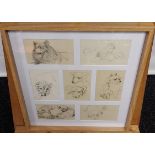 John Murray Thomson RSA [1885-1974] Seven various pencil studies of dogs.[frame 45x40cm]