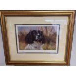Mick Cawston signed limited edition print of a dog. [218/495 copies] [Frame measures 35x42cm]