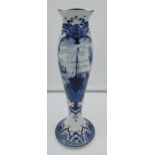Antique Delft blue and white boat scene panel vase. [35cm in height]