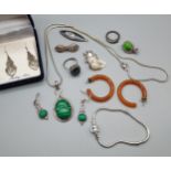 A Lot of various silver and white metal jewellery to include 925 silver and pearl pendant, Pandora