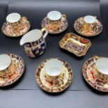 14 Pieces of Royal Crown Derby to include small tig, Dish and coffee can set [Missing cup]