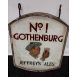 A Vintage pub advertising sign 'No1 Gothenburg Jersey Ales'77x62x18cm]