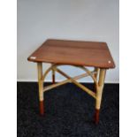 An Antique Mahogany top, bamboo and bentwood leg side table. [Boho style] [69x60x46cm]