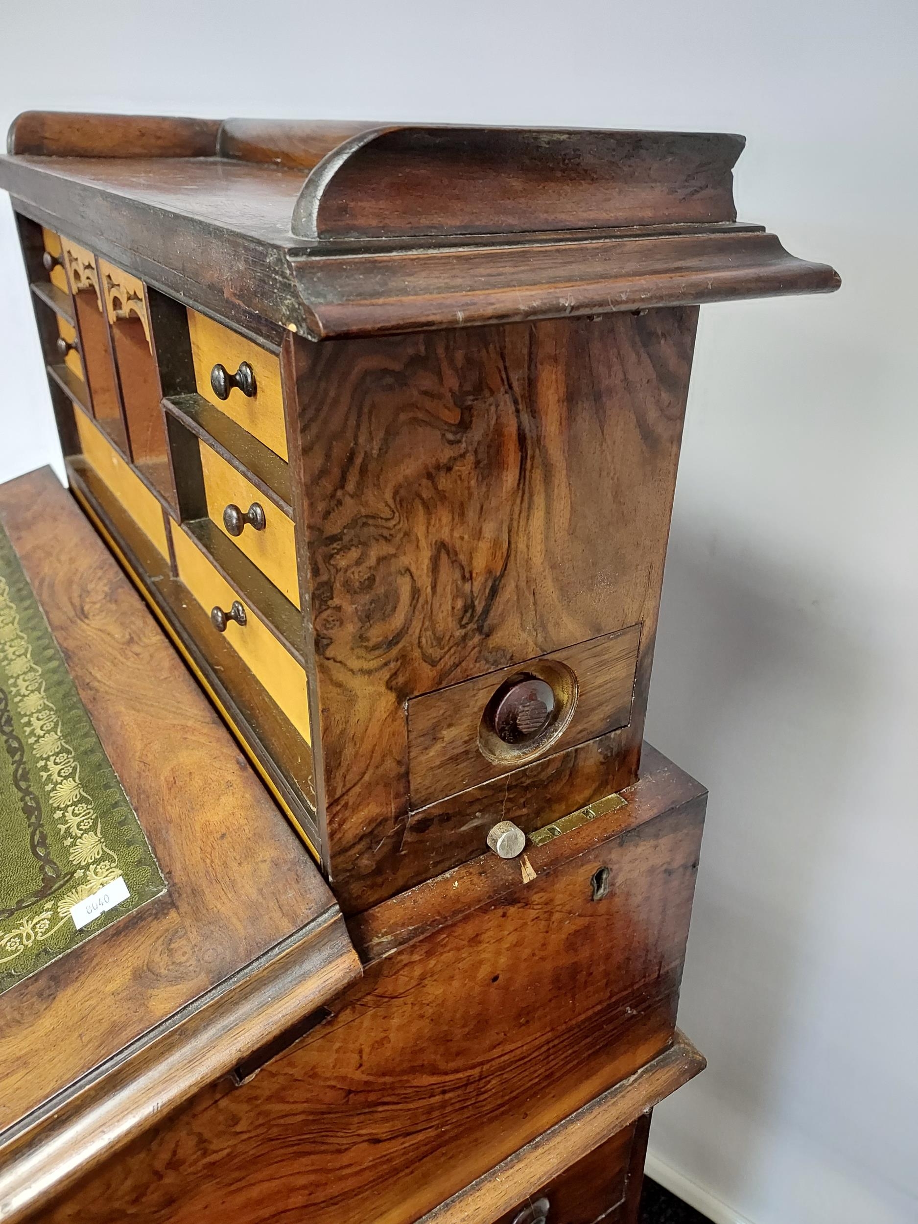 Early 19th century davenport writing desk, with sprung drawer raised section to include a secret ink - Image 9 of 24