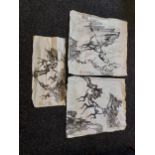A selection of Japanese ink wash paintings depicting various monkey figures [signed by artist]