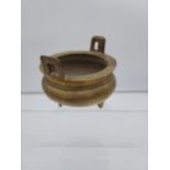 A Chinese Bronze censor pot with Ming Seal Mark to the base. [10cm height, 12cm diameter]
