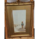An impressive 19th century watercolour depicting gentleman fisher by the river side. Signed by the