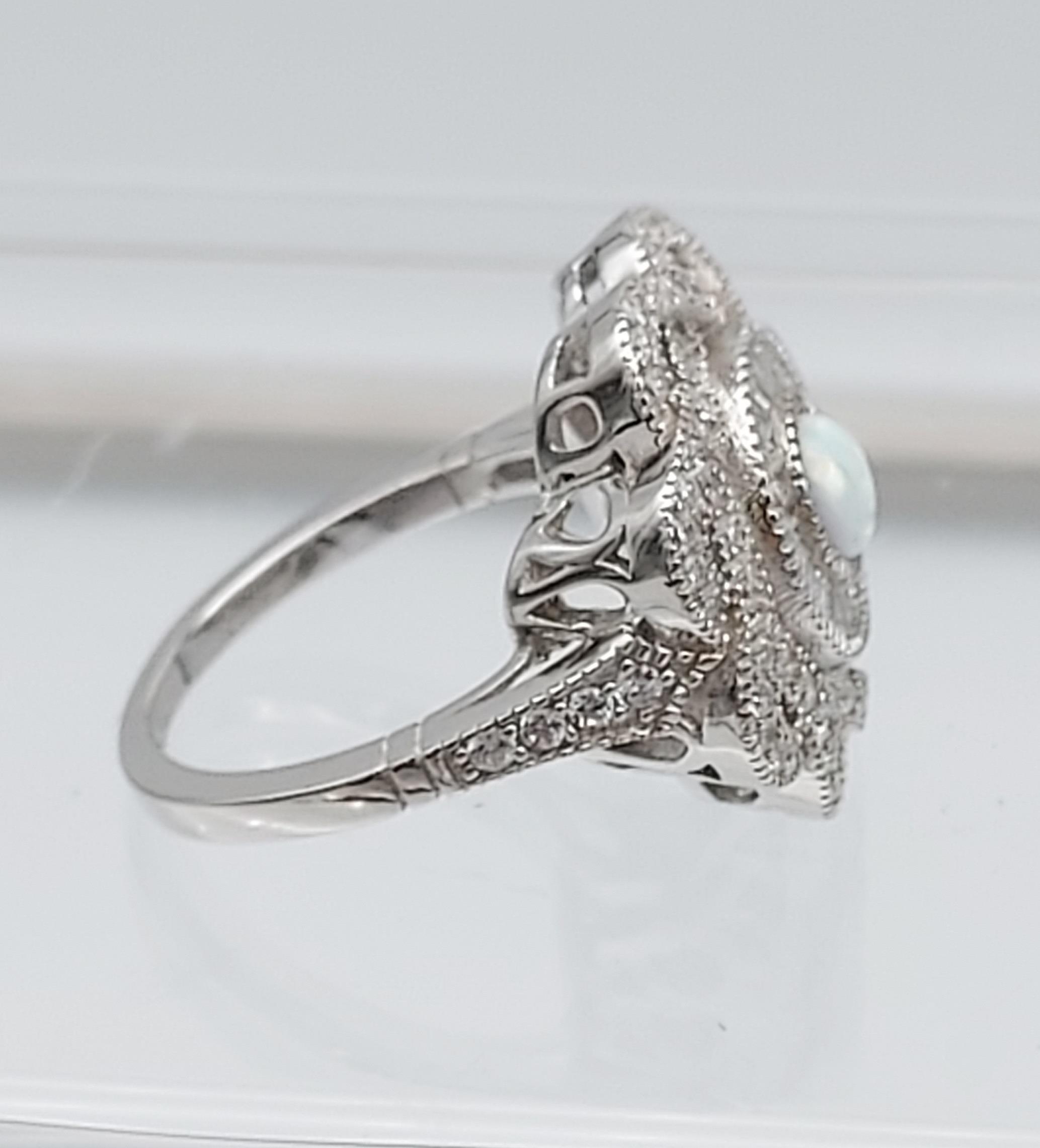 A silver CZ & opal paneled ring [7.12g] - Image 3 of 4