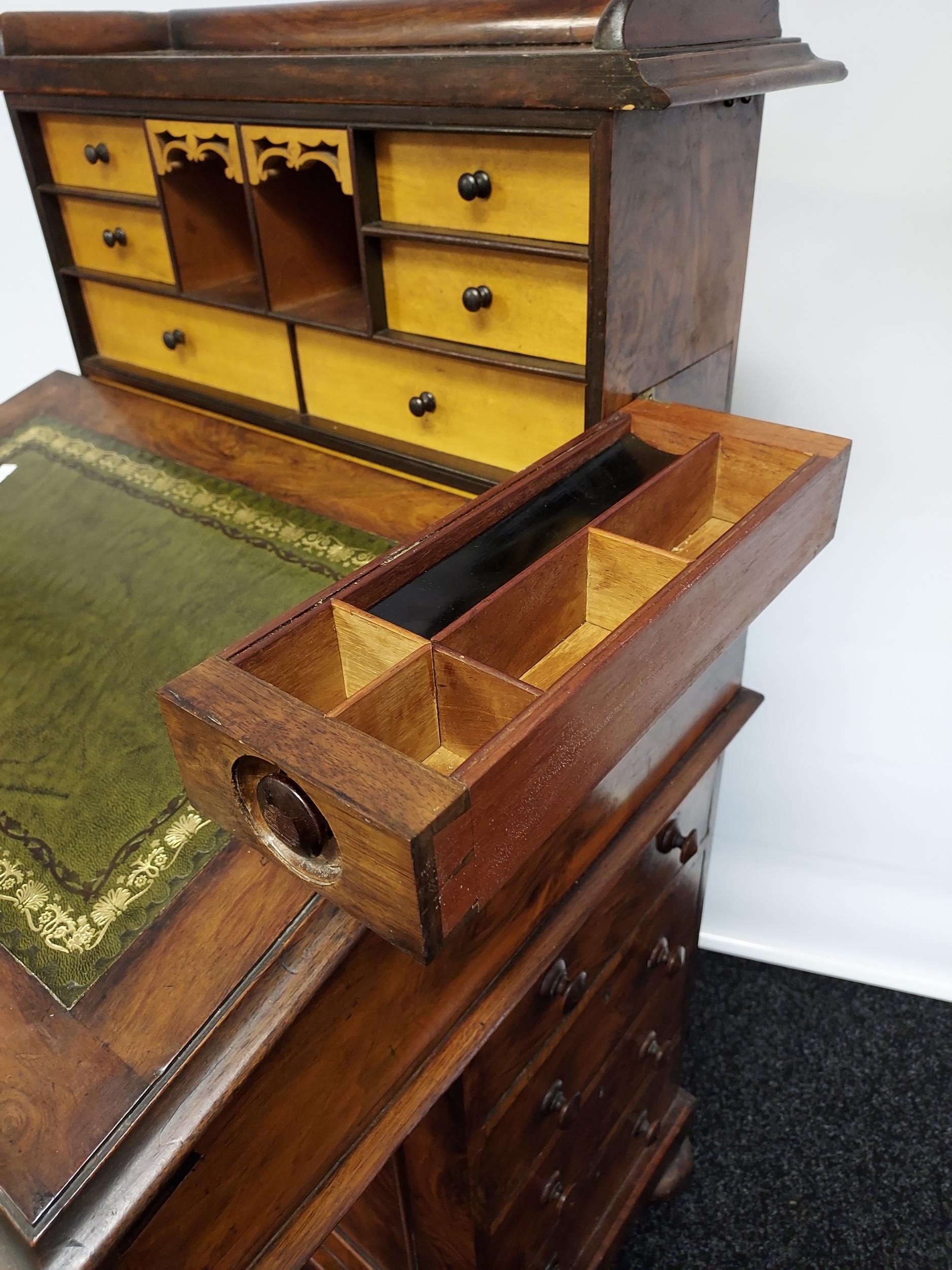 Early 19th century davenport writing desk, with sprung drawer raised section to include a secret ink - Image 5 of 24