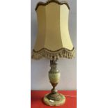 A Vintage antique style gilt metal and onyx table lamp. In a working condition. [91cm including