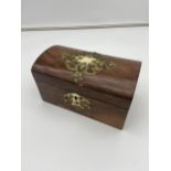 A 19th century two section tea caddy box fitted with brass mounts
