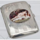 An antique silver case with nude enamel plaque [54.79g]