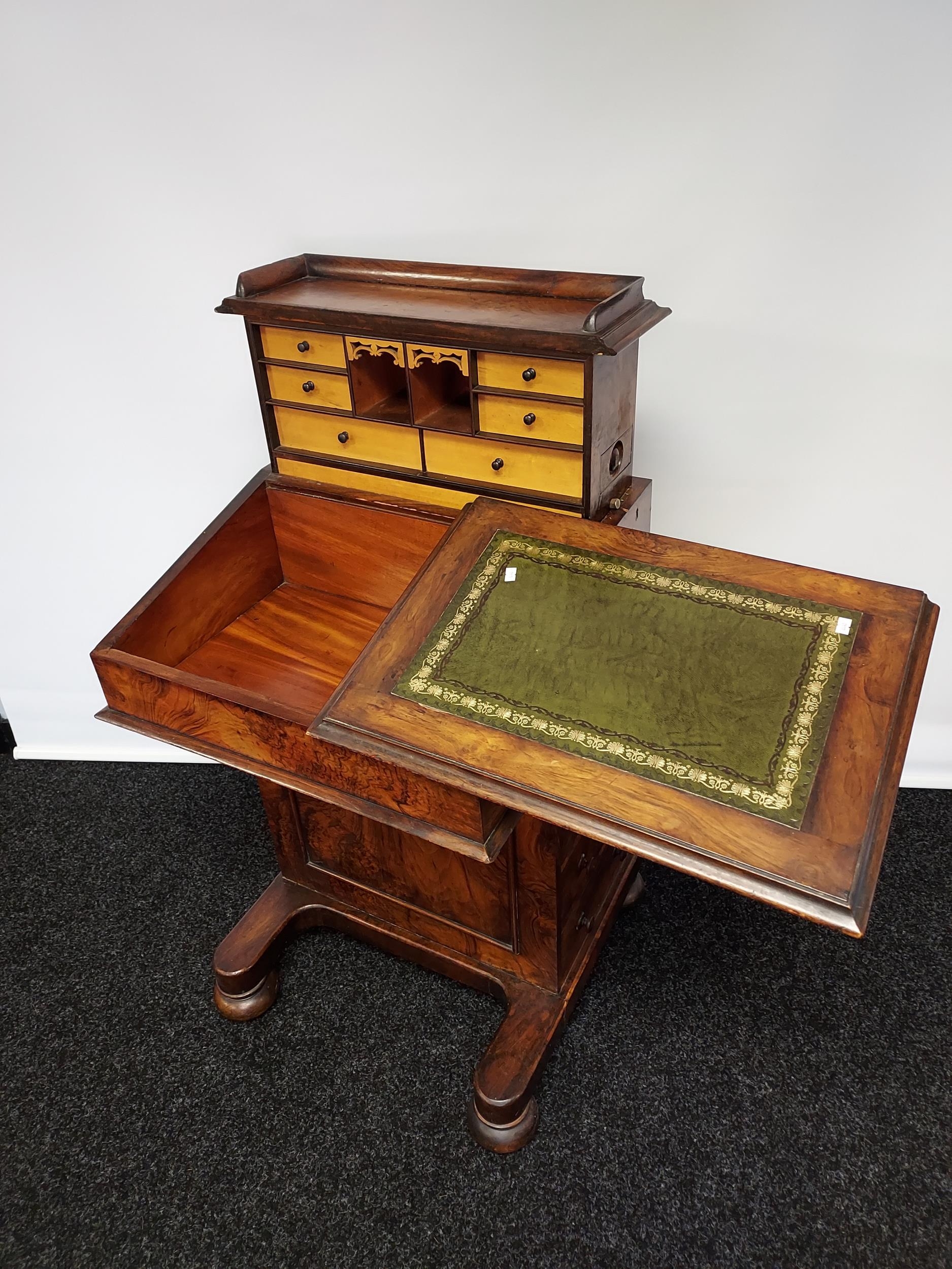 Early 19th century davenport writing desk, with sprung drawer raised section to include a secret ink - Image 14 of 24