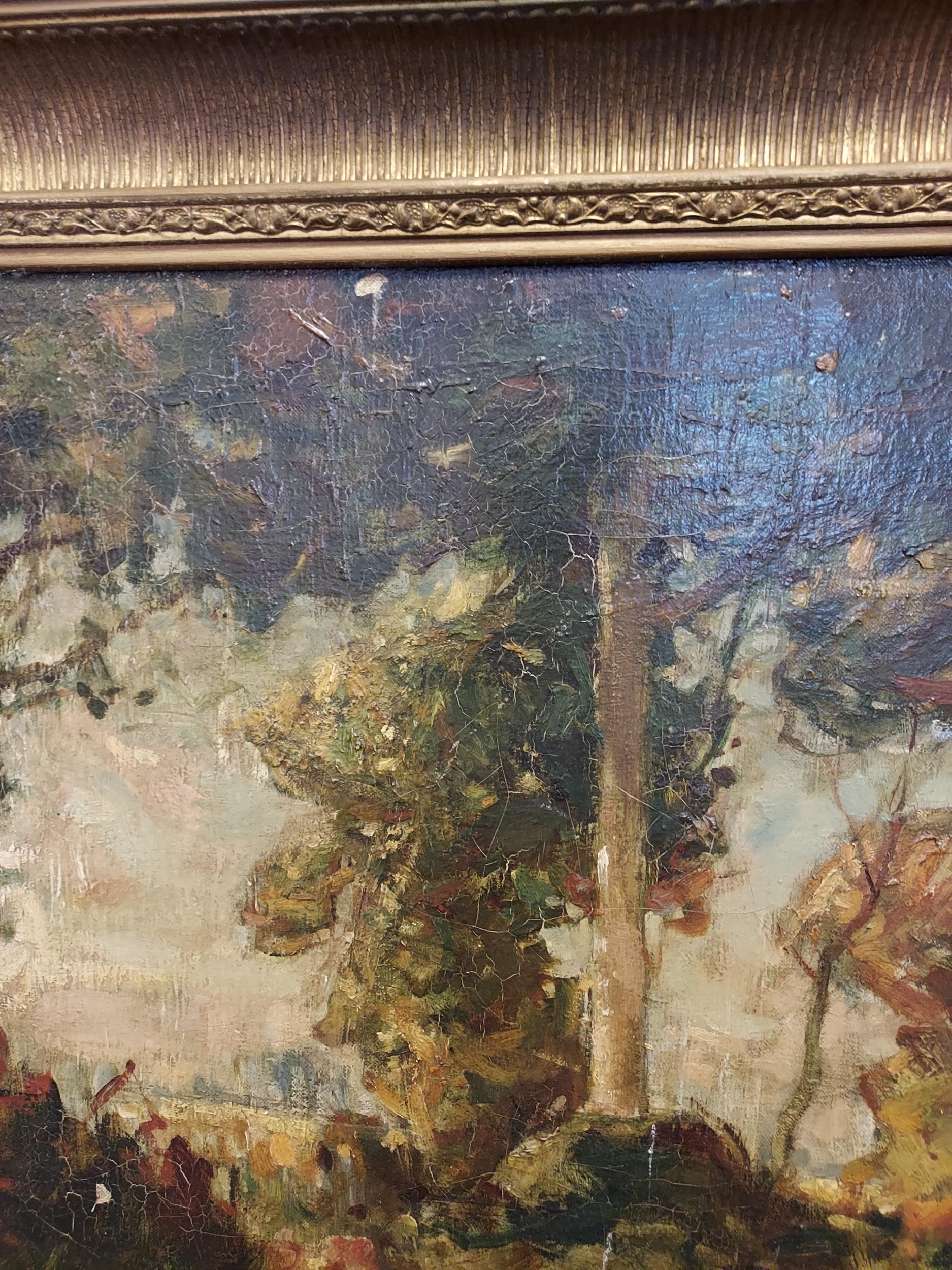 A 19th century Oil painting on canvas depicting woodland scene. Fitted within an ornate gilt - Image 6 of 16