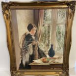 John Mackin [Glasgow. C.I.] Original oil painting on board titled 'The Blue Vase' Fitted within a