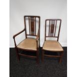 Edwardian inlaid armchair with partner chair