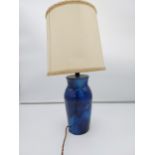 A Chinese Blue Flambe table lamp.