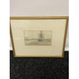 C.H. Harrison [1842-1902] Original pencil watercolour depicting ship dock yard. Dated June 3rd 1891.