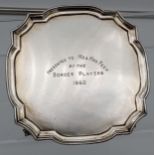 A London silver ball and claw foot card tray. [15cm in diameter] [178grams]