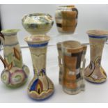 A Lot of 6 various collectable art deco style porcelain items to include Beswick vases, A Pair of
