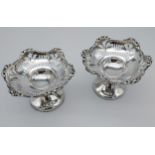 A Pair of Birmingham silver pierced tazza dishes [Weight 155grams- weighted]