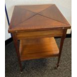 A 19th century four section fold out card table. [70x79x79 folded out]