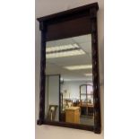 Antique hall mirror with dark wood frame. [64x38cm]