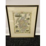 Antique coloured engraving depicting Scotland map. The Illustrations by N. Whittock & Engraved by