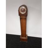 A Vintage three hole Grandmother clock. Designed with an oak body. [141cm in height]