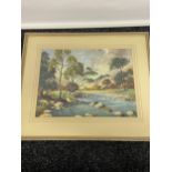 James Priddey. Original watercolour titled 'On the River Affric' [Frame measures 48x56cm]
