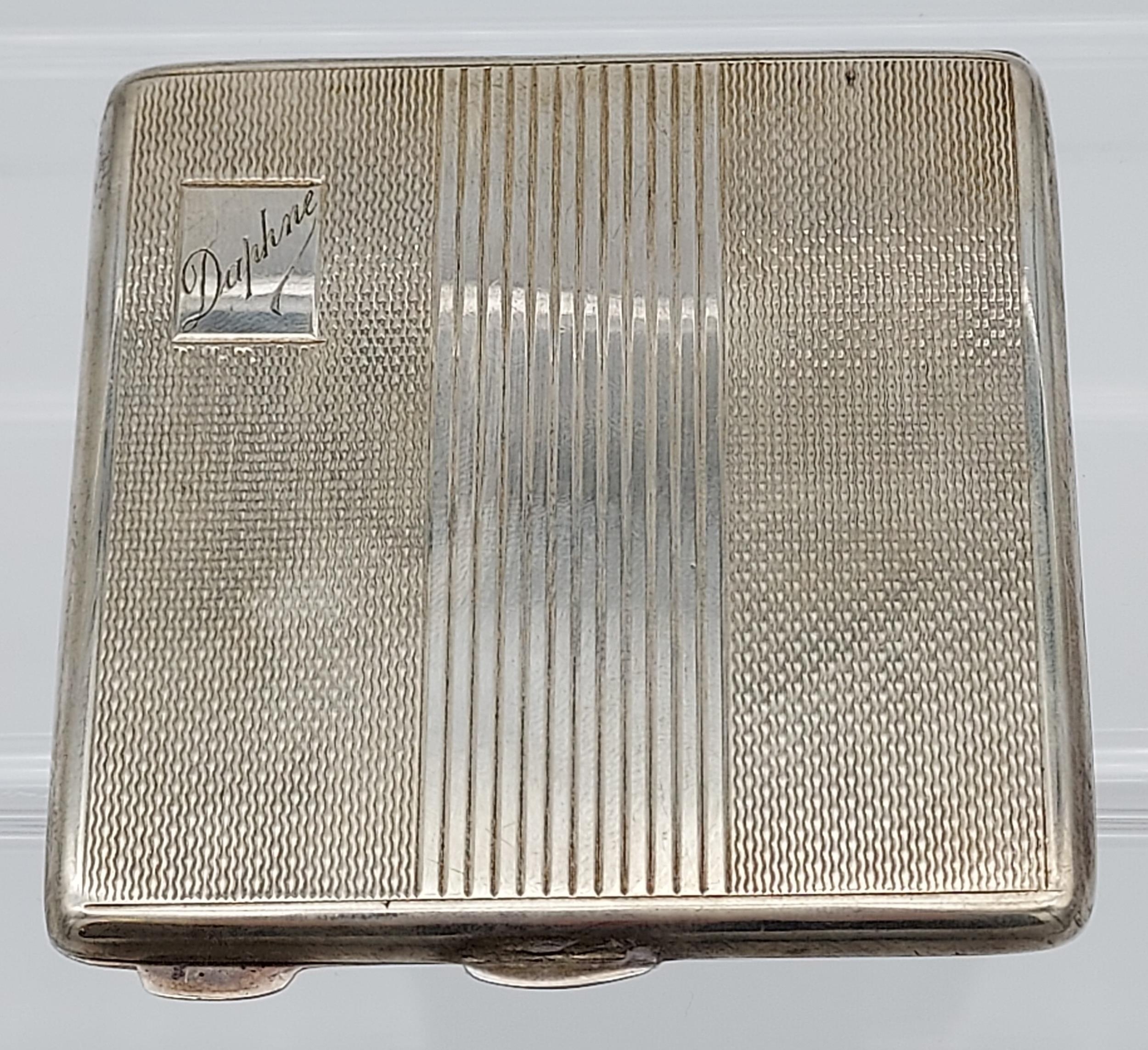 A Birmingham Silver Art Deco Design compact. [102.66grams]