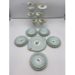 A Vintage part Paragon tea set detailing various flowers [24 pieces] and sky blue ground.