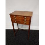 Georgian mahogany lift top console table, one centre drawer under two false drawers, raised on