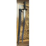 A French Military 1869 bayonet with scabbard. [68cm in length]
