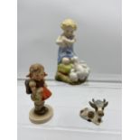 Royal Worcester figurine 'My Favourite' , Szeiler cow figure and goebel figure- as found.