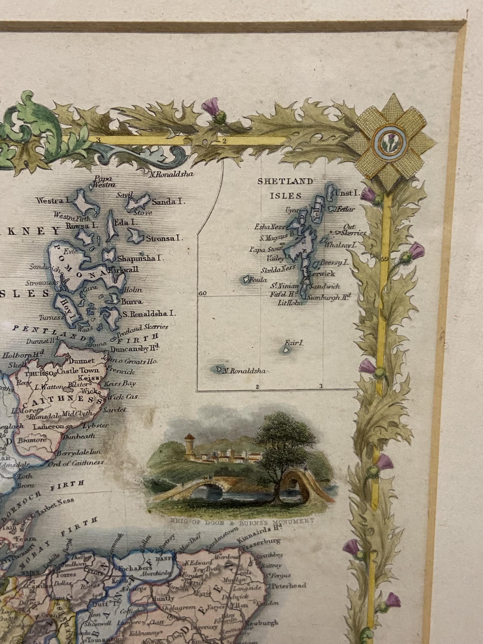 Antique coloured engraving depicting Scotland map. The Illustrations by N. Whittock & Engraved by - Bild 4 aus 5