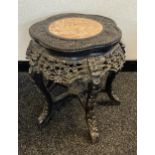 Antique Chinese wood and marble side table. [46cm in height] [41cm in diameter]