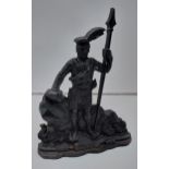 A George Henderson Ltd Cast Iron, Scottish Guard figure door stop. [39cm in length]