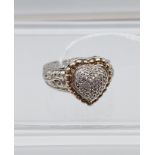 A heart shaped pave set diamond cluster ring [9.71g]