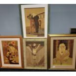 A Lot of four marquetry pictures