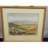 An original watercolour depicting Easdale Tarn From Blea Rigg by RCD Lowry. Dated 1995. [48x55cm-